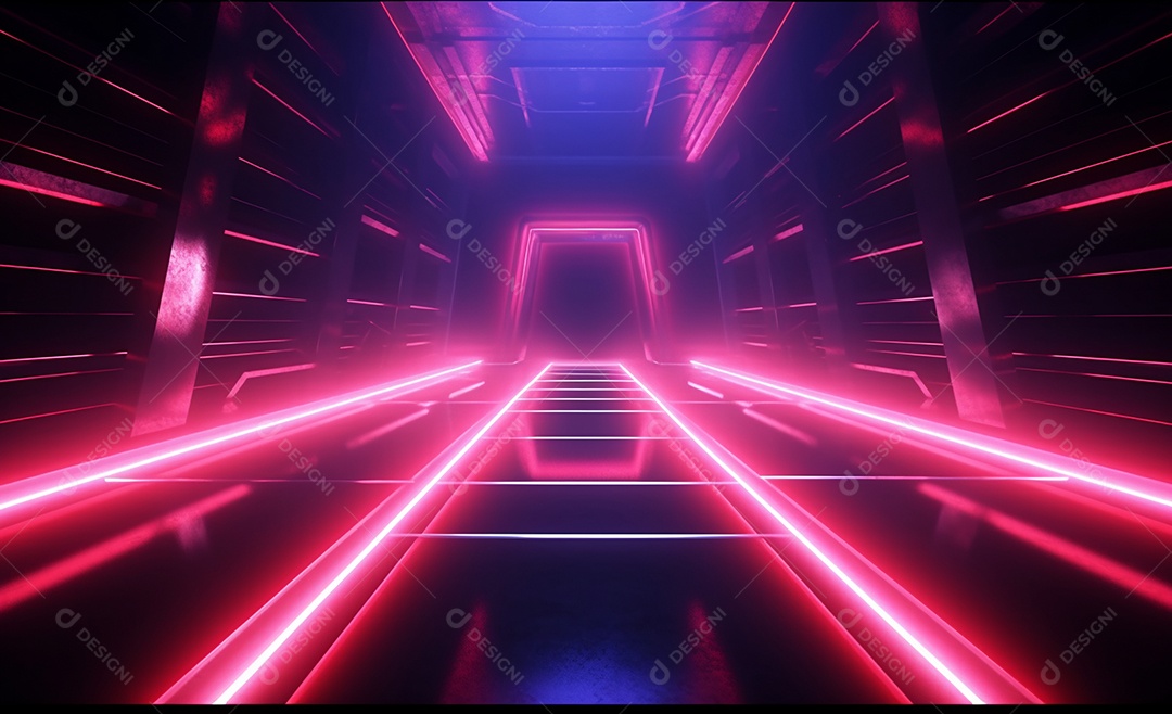 Cenário futurístico colorido neon