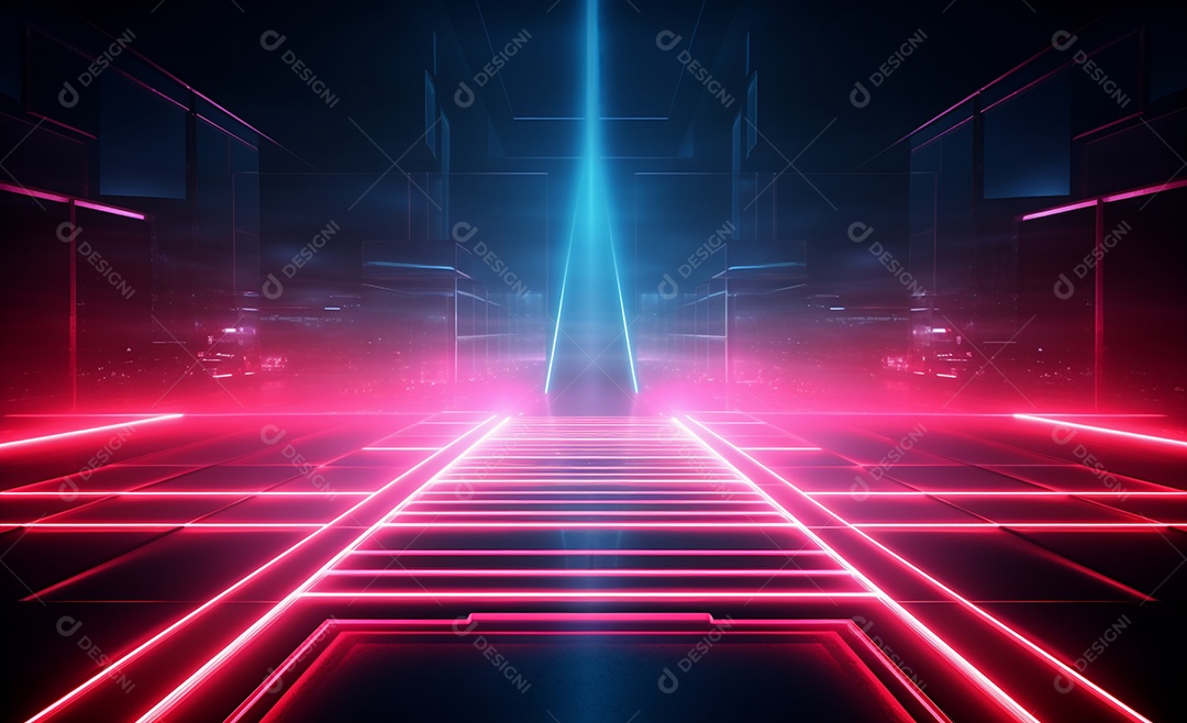 Cenário futurístico colorido neon