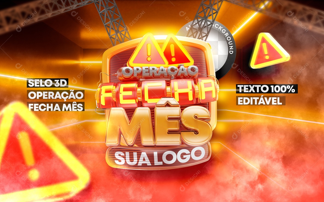 Selo 3D Operação Fecha Mês Para Composição PSD