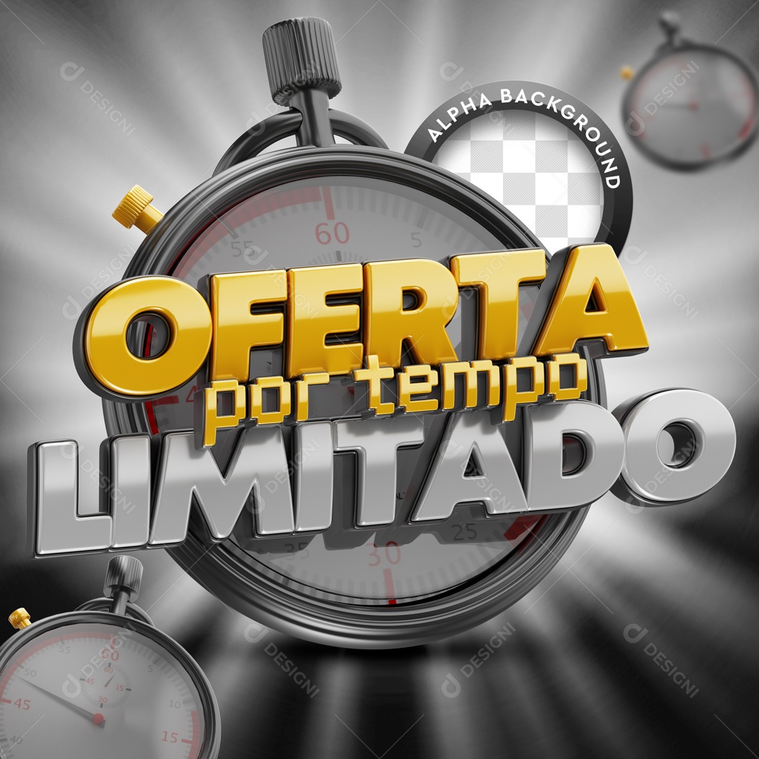Selo 3D Oferta Por Tempo Limitado Para Composição PSD