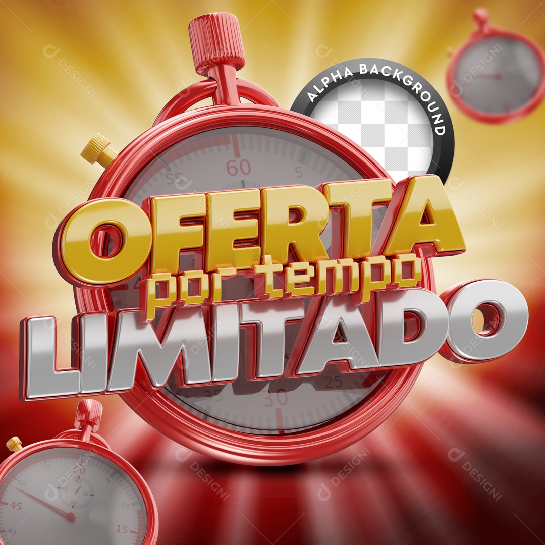 Selo 3D Oferta Por Tempo Limitado Para Composição PSD