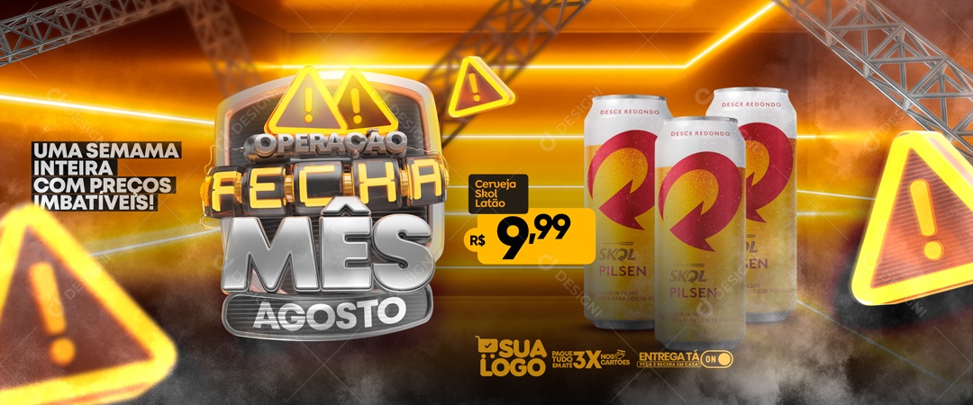 Social Media Banner Operação Fecha Mês Agosto Cervejaria PSD Editável