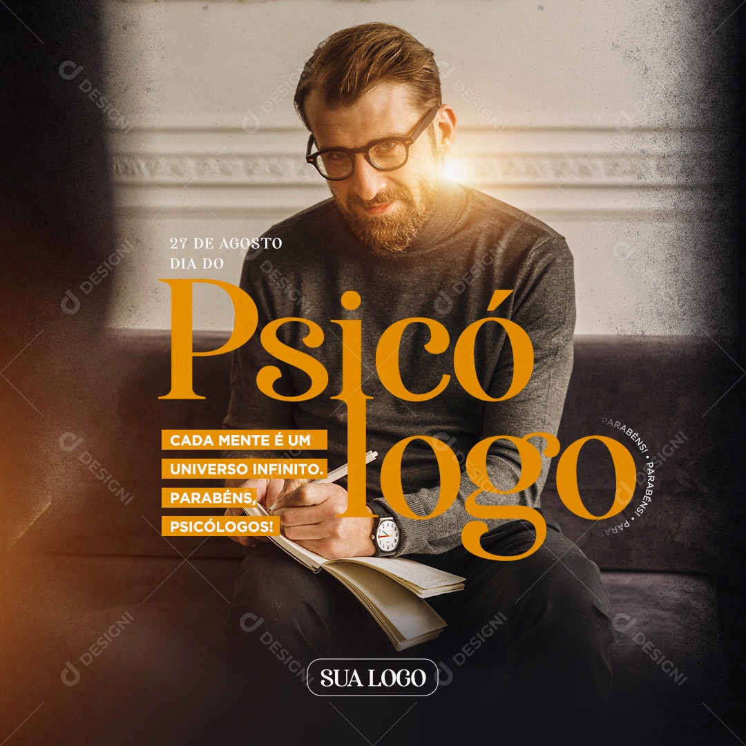 Social Media 27 De Agosto Dia Do Psicólogo Parabéns PSD Editável