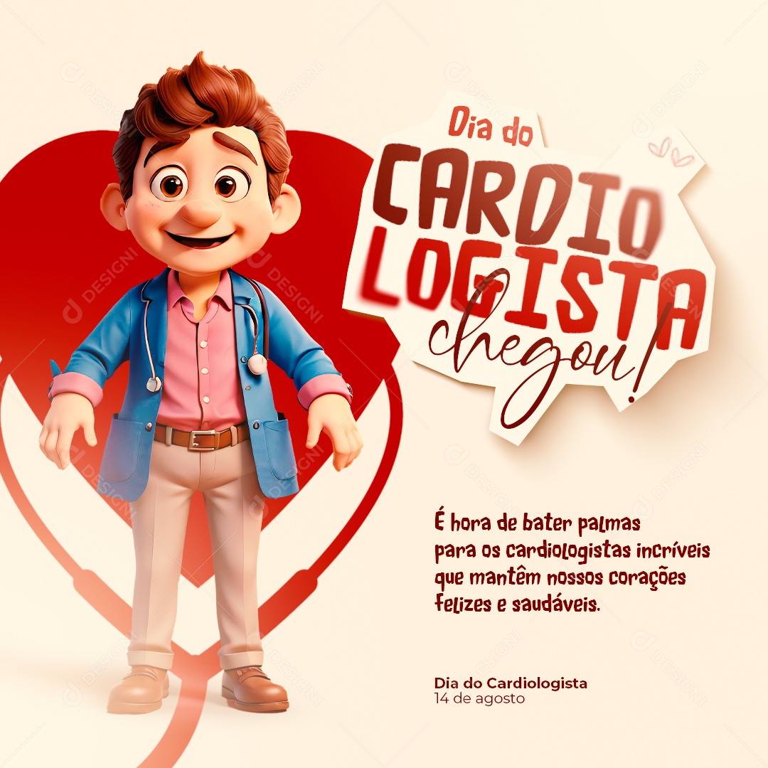 Social Media Dia Do Cardiologista Chegou 14 De Agosto PSD Editável