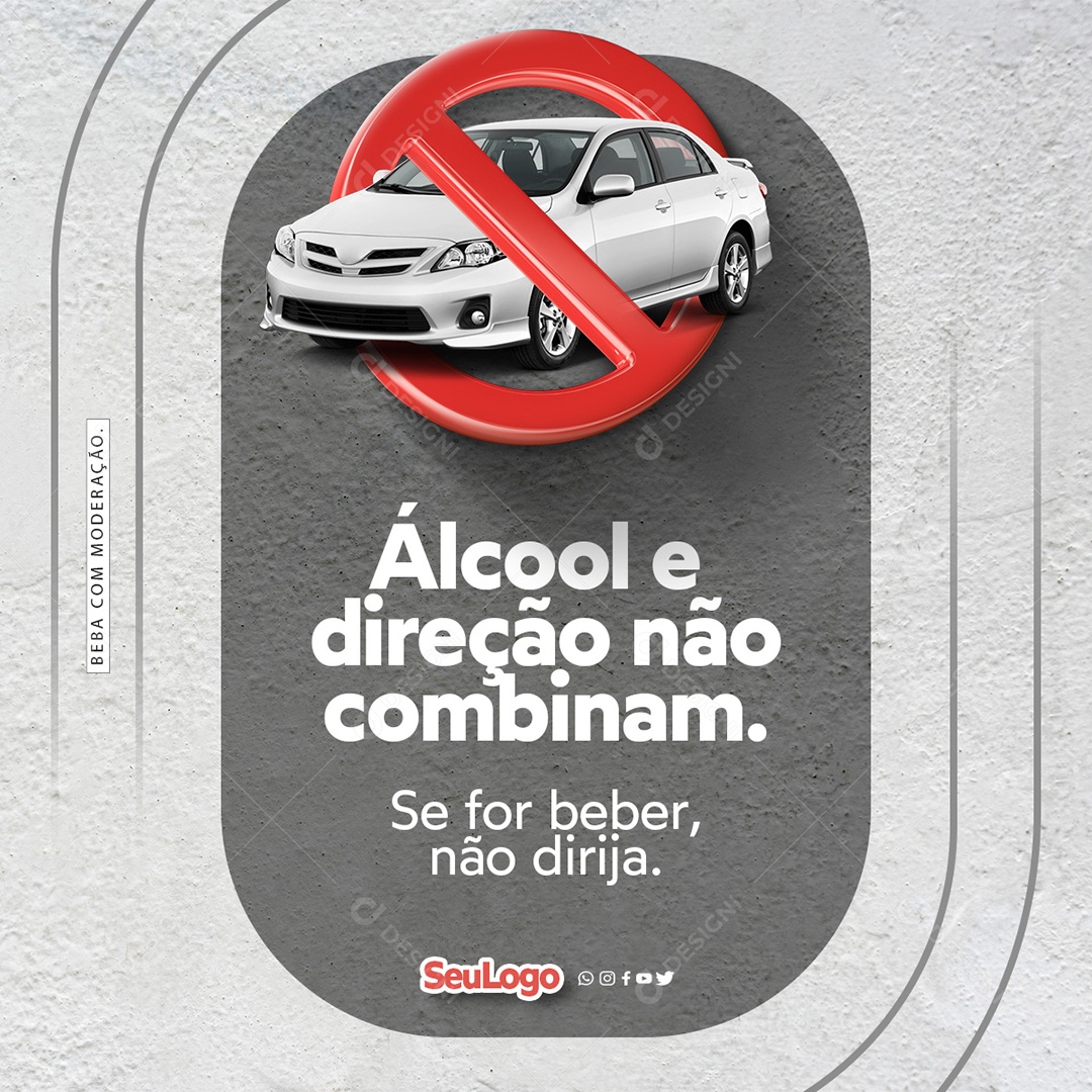 Àlcool e Direção Não Combinam Distribuidora Social Media PSD Editável