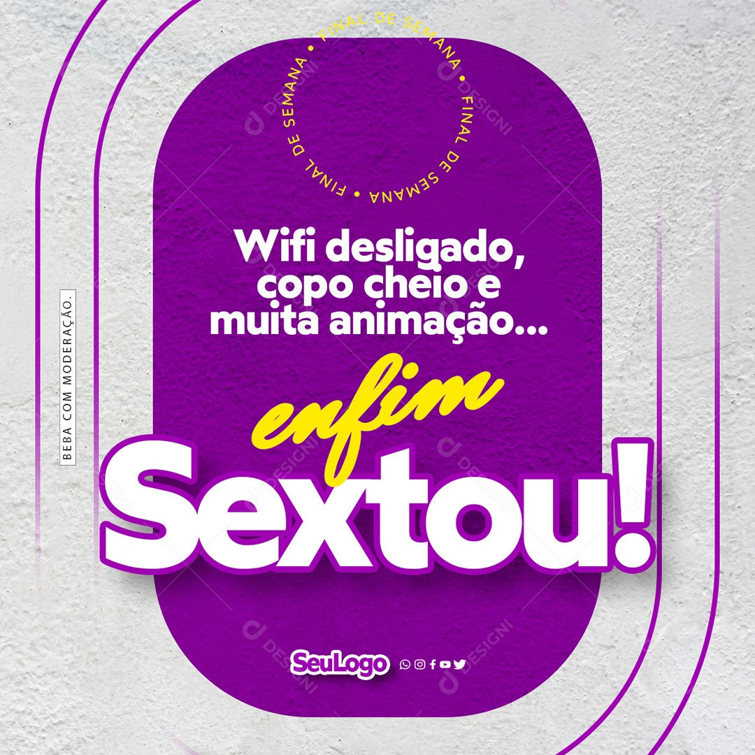 Wifi Desligado, copo cheio e Muita Animação Distribuidora Social Media PSD Editável