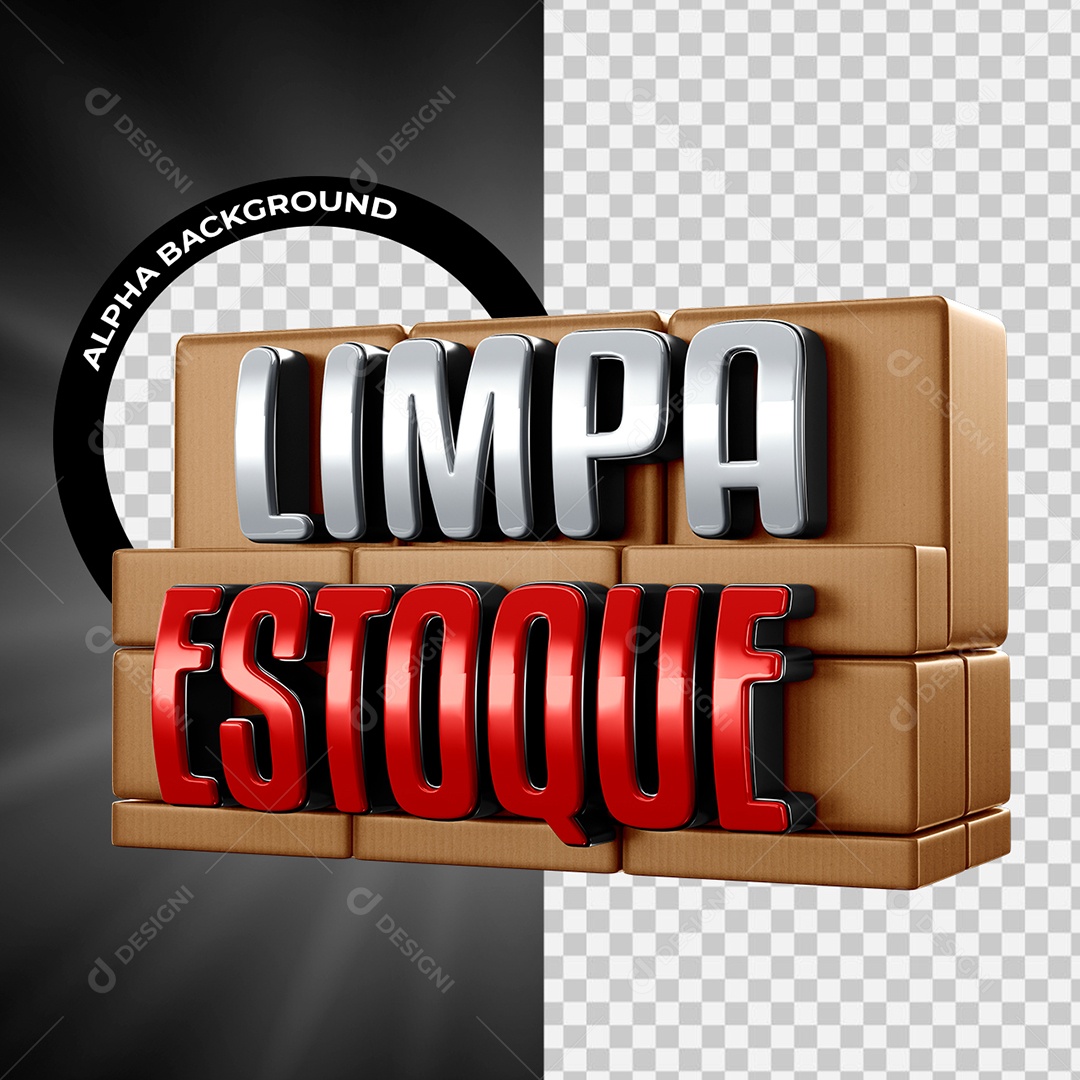 Selo 3D Limpa Estoque para Composição PSD