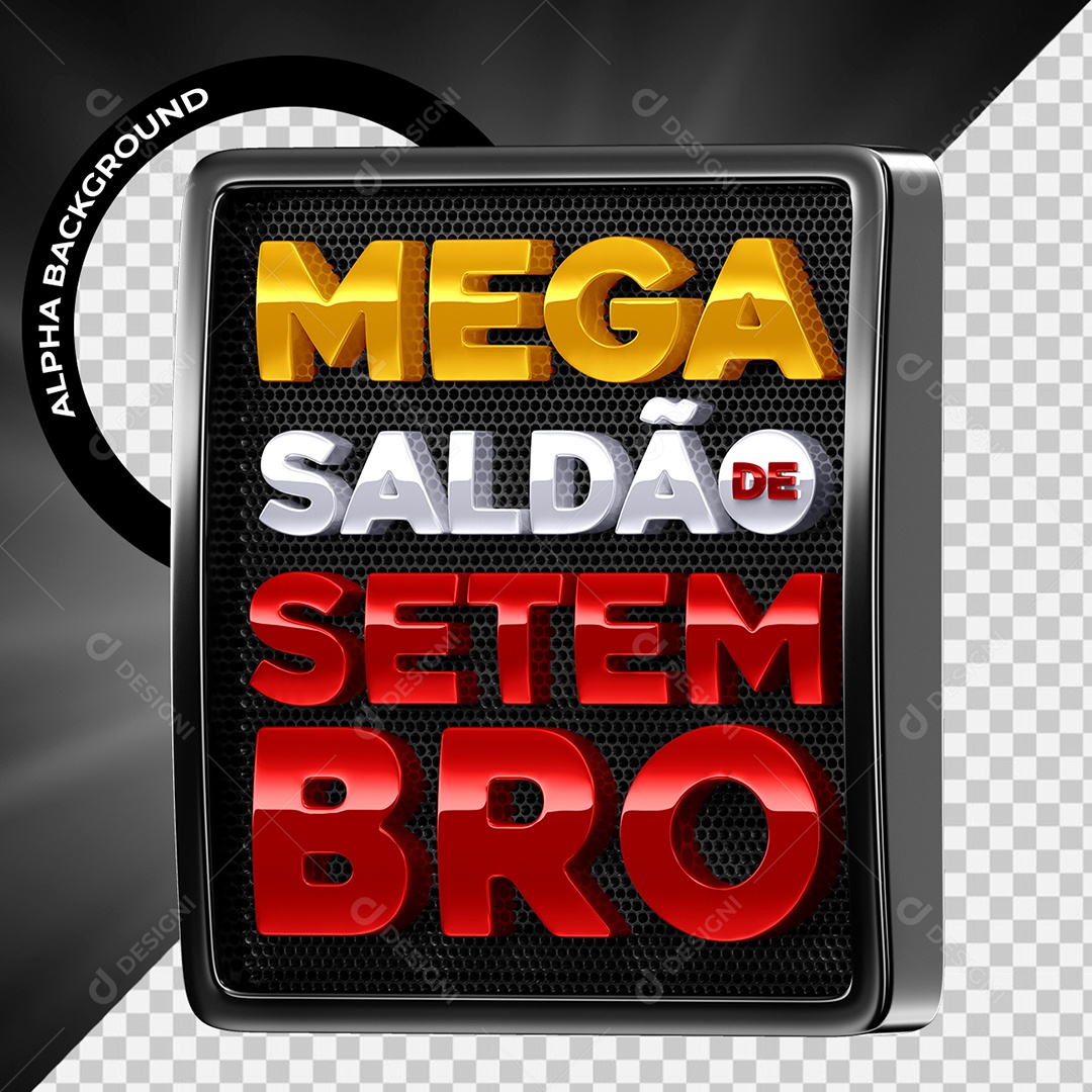 Selo 3D Mega Saldão De Setembro para Composição PSD