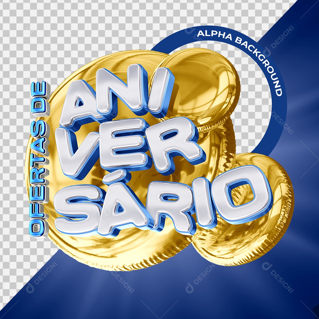 Selo 3D Ofertas De Aniversário para Composição PSD
