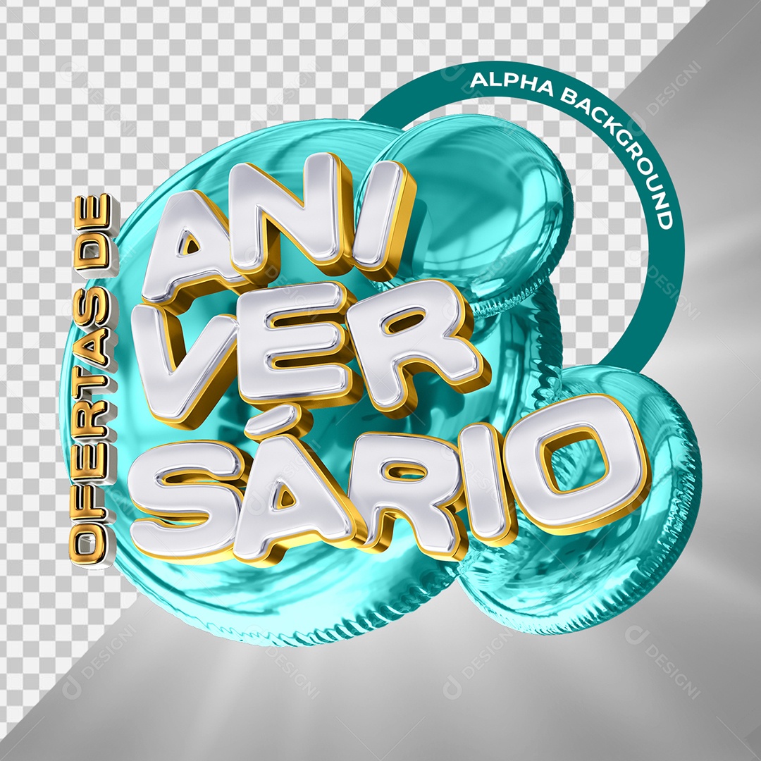 Ofertas De Aniversário Selo 3D para Composição PSD