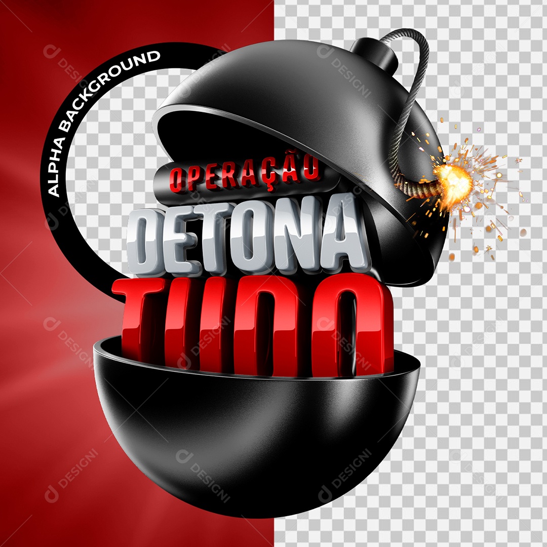 Operação Detona Tudo Selo 3D para Composição PSD