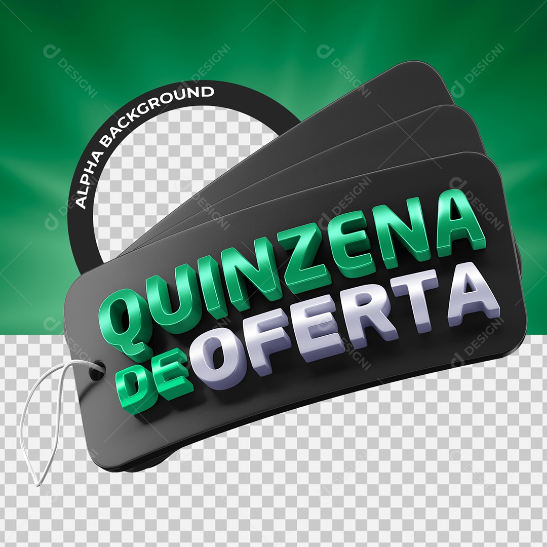 Quinzena De Oferta Selo 3D Verde e Branco para Composição PSD