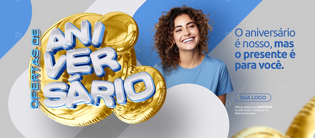 Banner Ofertas De Aniversário O Aniversário é Nosso Mas o Presente é Para Você Supermercado Social Media PSD Editável