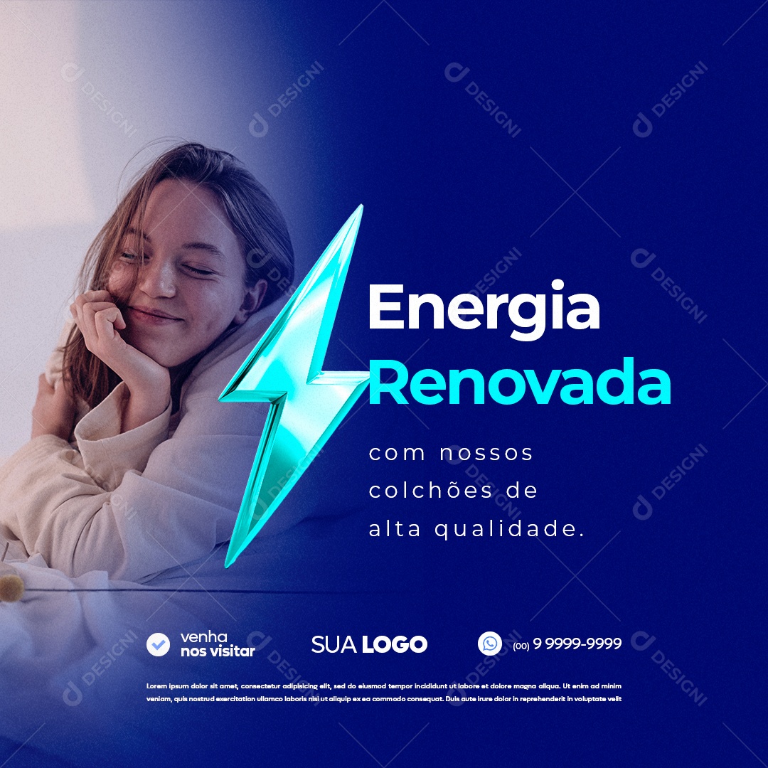 Loja De Colhões Energia Renovada com Nossos Colchões de Alta Qualidade Social Media PSD Editável