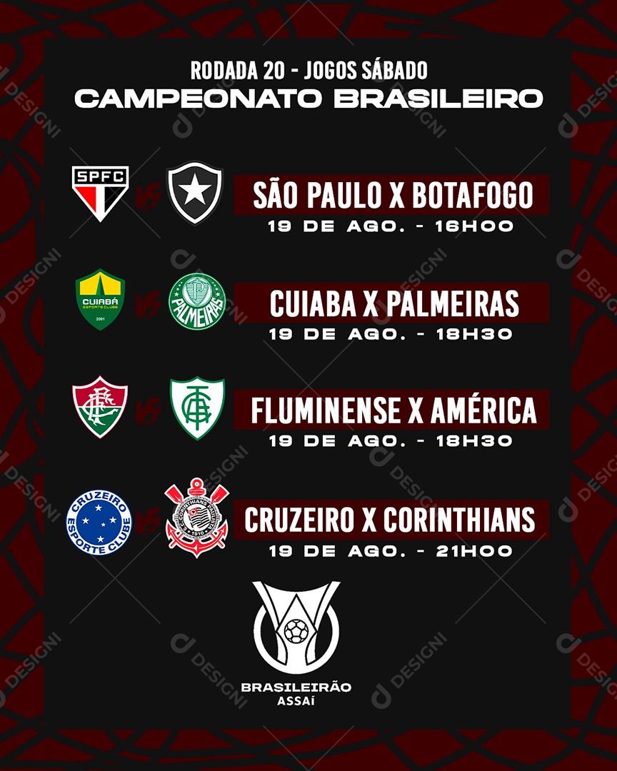 Social Media Rodada 20 Campeonato Brasileiro Futebol PSD Editável