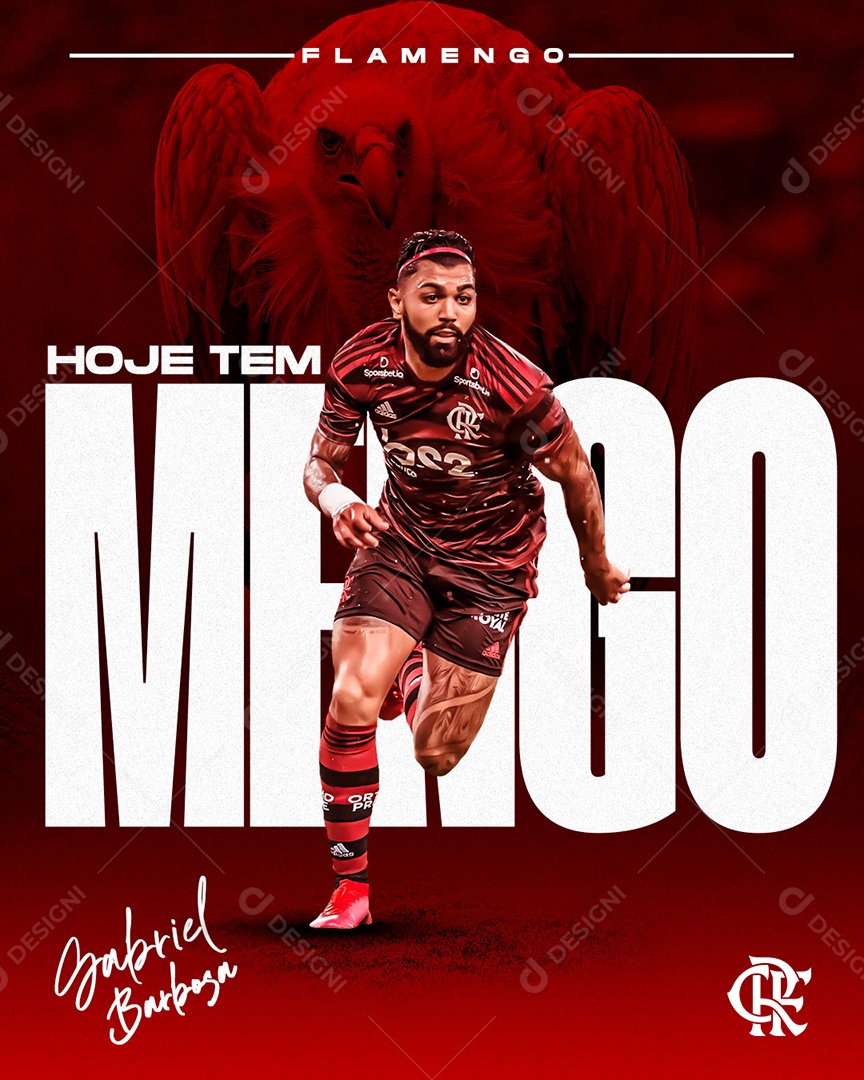 Social Media Futebol Jogador Gabriel Barbosa Hoje Tem Mengo PSD Editável