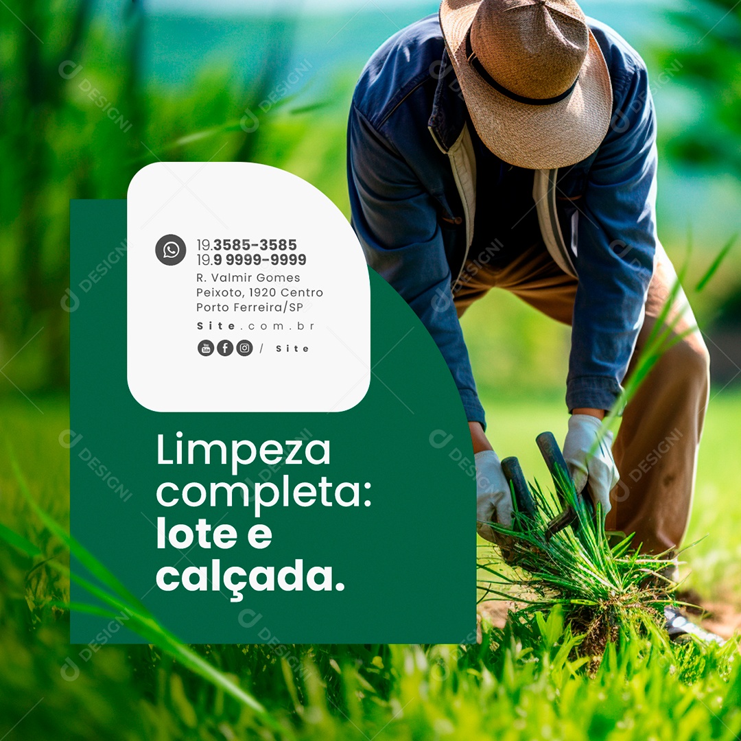 Jardineiro Limpeza Completa Lote e Calçada Social Media PSD Editável