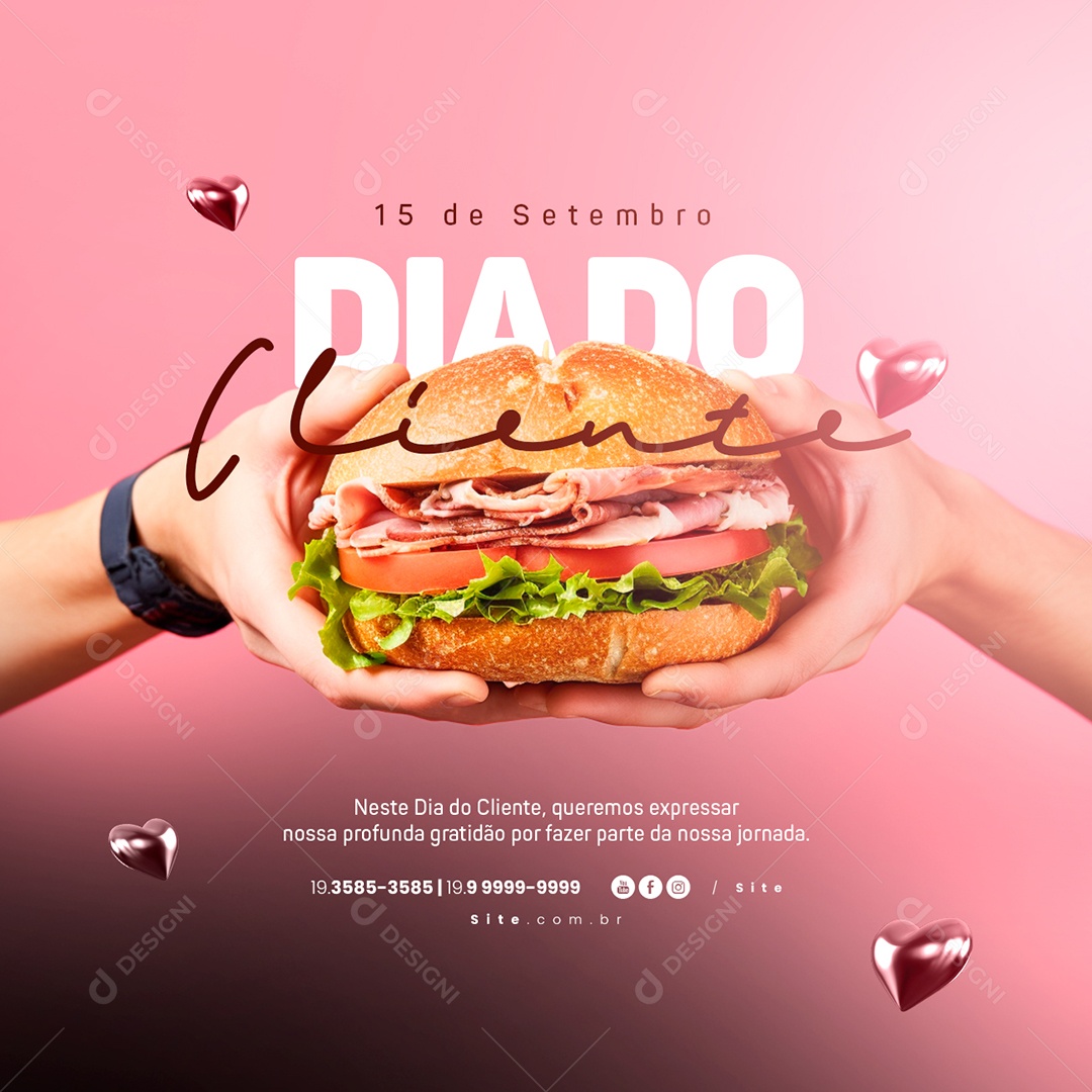 Dia Do Cliente 15 de Setembro Hamburgueria Queremos Expressar nossa Profunda Gratidão Social Media PSD Editável