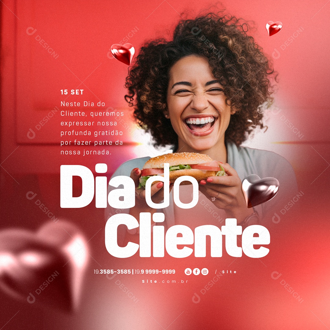 Social Media Dia Do Cliente 15 de Setembro Hamburgueria PSD Editável