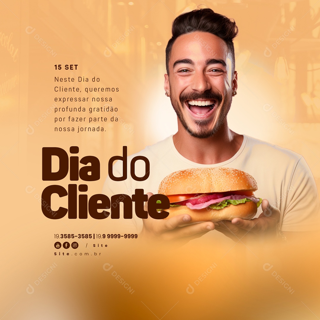Dia Do Cliente 15 de Setembro Hamburgueria Social Media PSD Editável