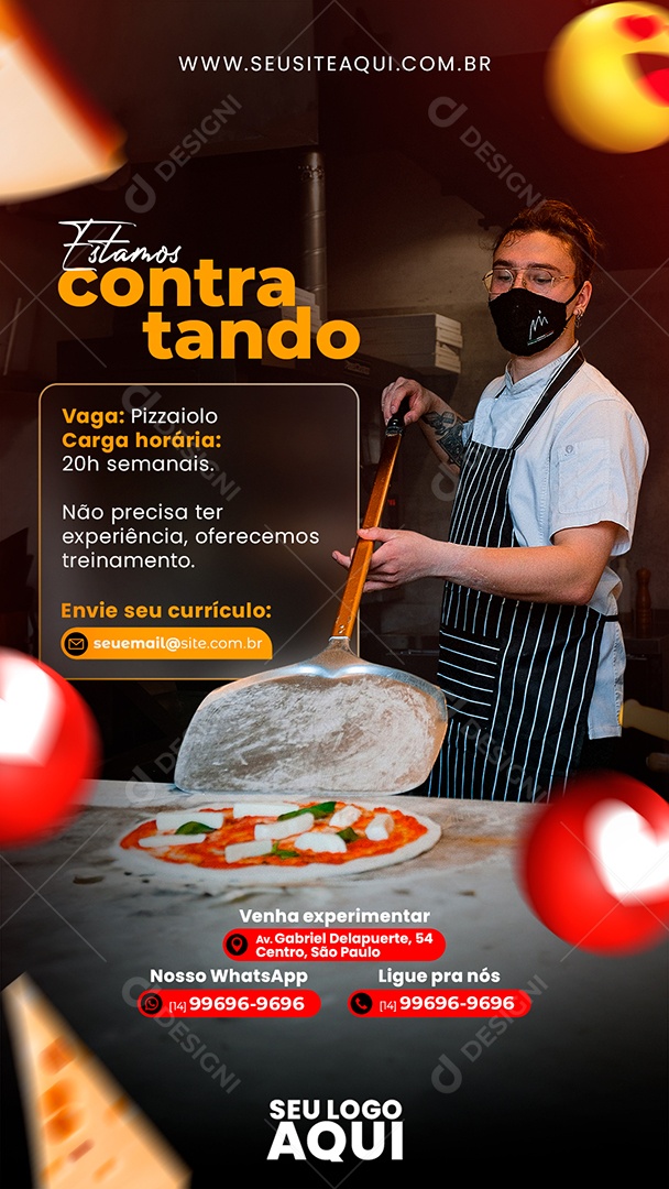 Story Estamos Contratando Pizza Social Media PSD Editável