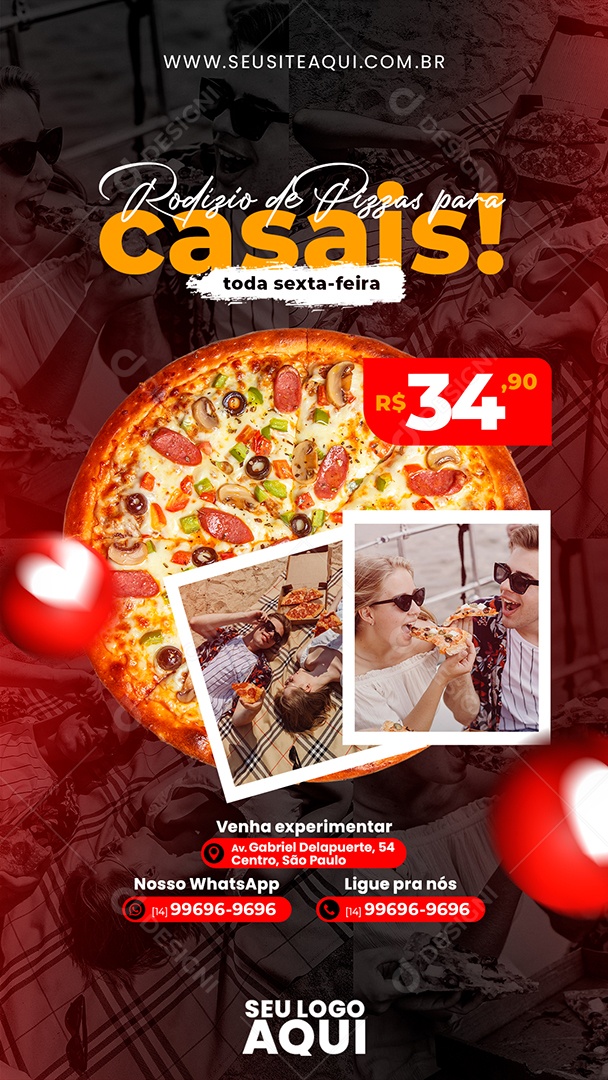 Story Rodizio de Pizzas Para Casais Social Media PSD Editável