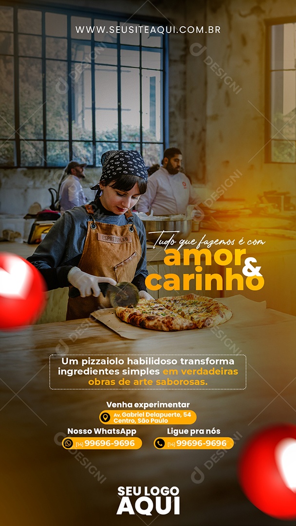 Story Tudo Que Fazem E Com Amor e Carinho Pizza Social Media PSD Editável