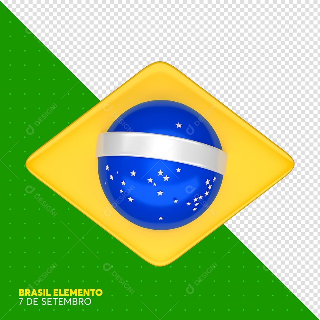 Elemento 3D Brasil 7 De Setembro Para Composição PSD