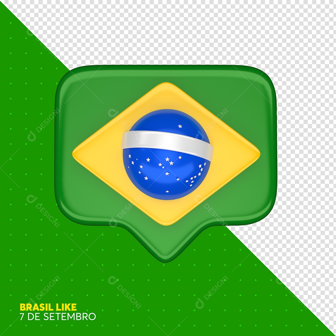 Elemento 3D Like Do Brasil Para Composição PSD