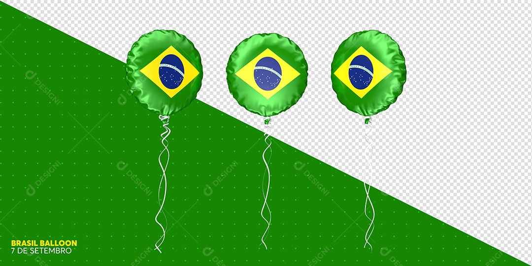 Balão Do Brasil 7 De Setembro Elemento 3D Para Composição PSD