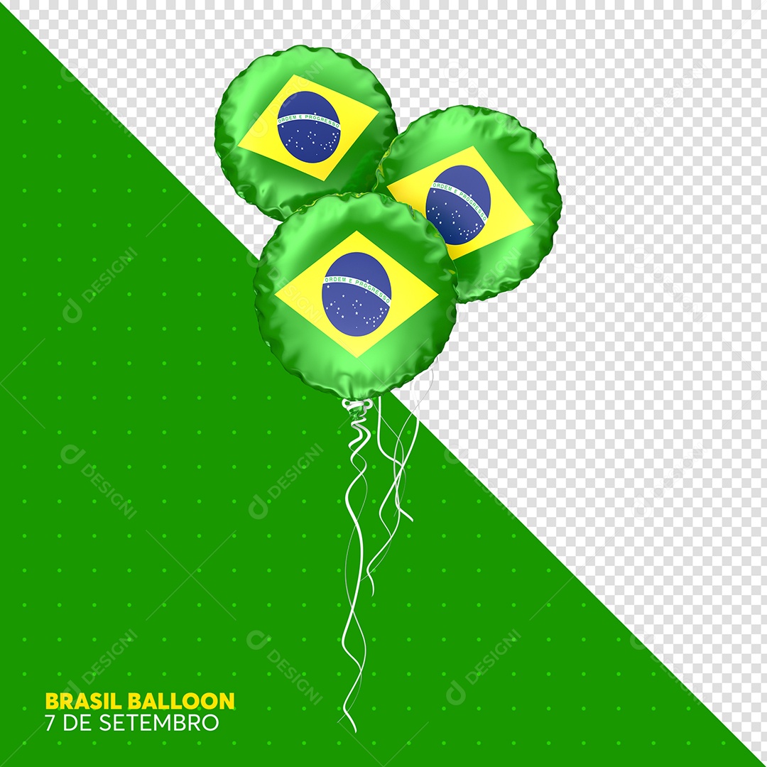 Elemento 3D Balão Redondo Do Brasil 7 De Setembro Para Composição PSD