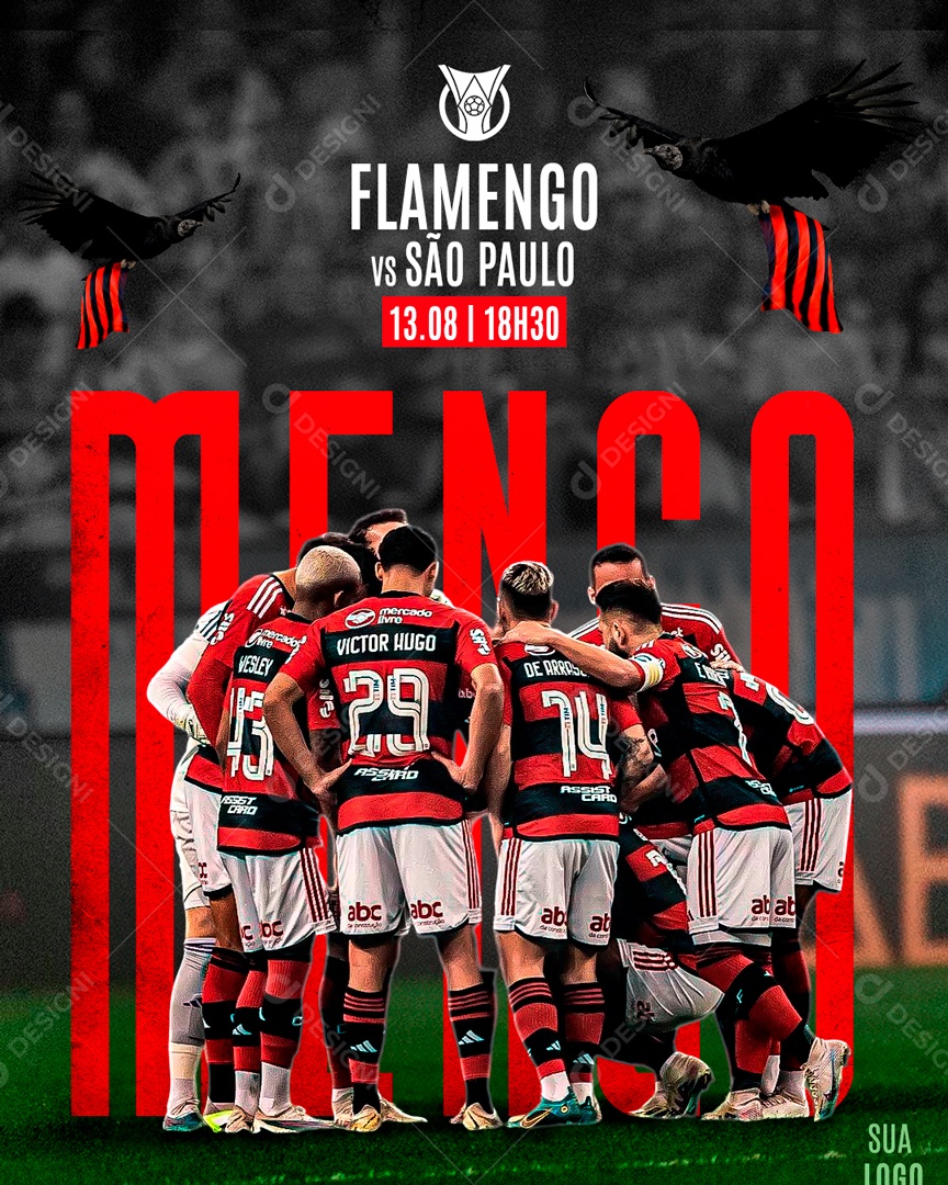 Futebol Flamengo Vs São Paulo Brasileirão Social Media PSD Editável