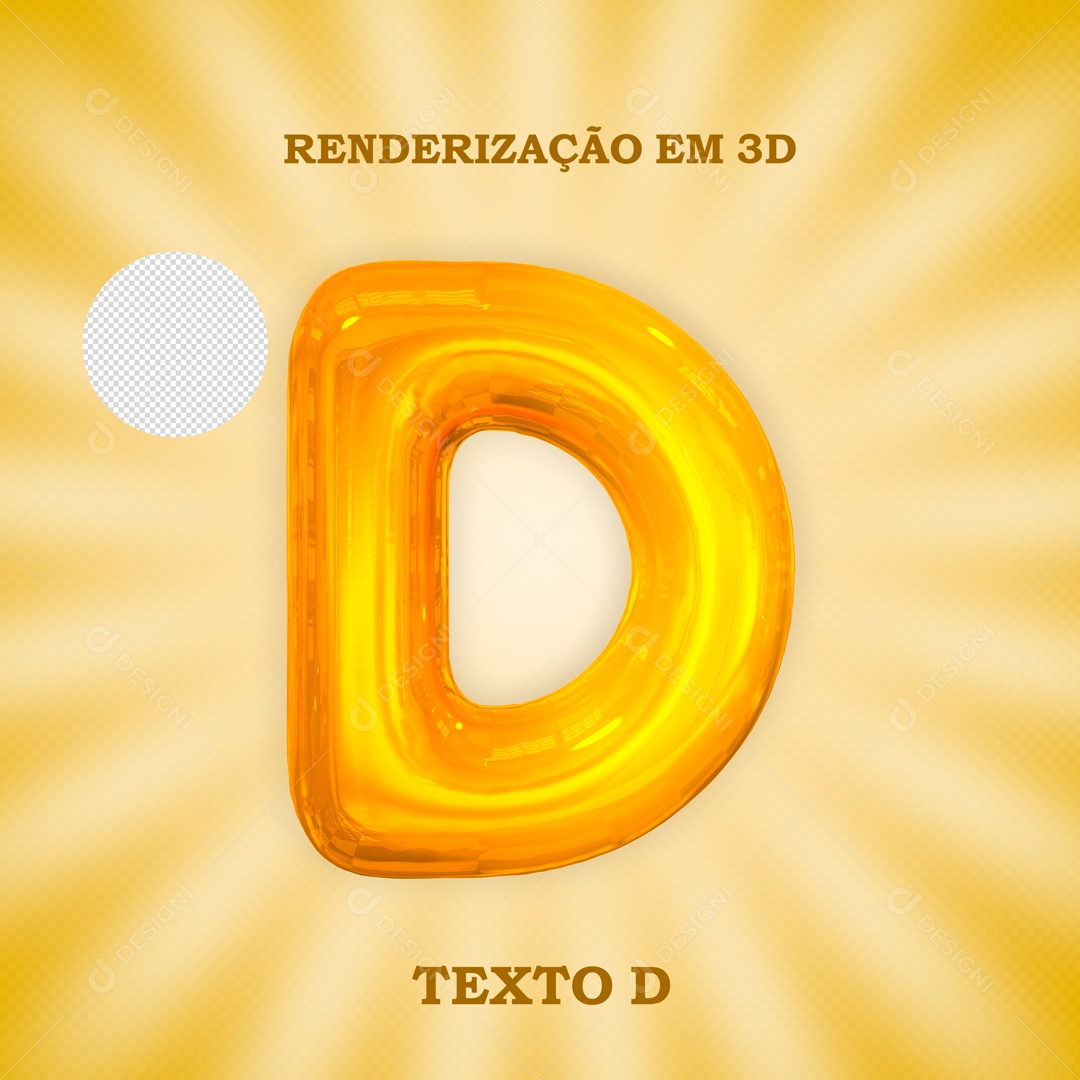 Texto 3D Letra D Dourado Para Composição PSD