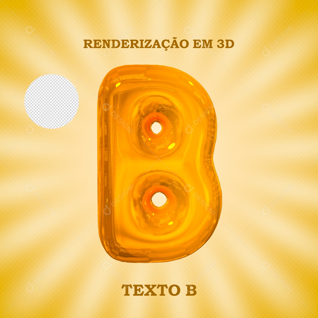 Texto 3D Letra B Dourado Para Composição PSD