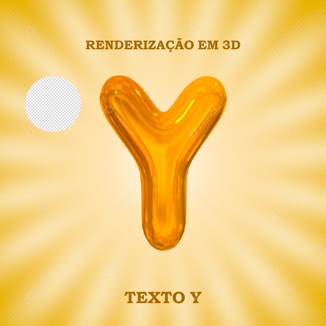 Texto 3D Letra Y Dourado Para Composição PSD