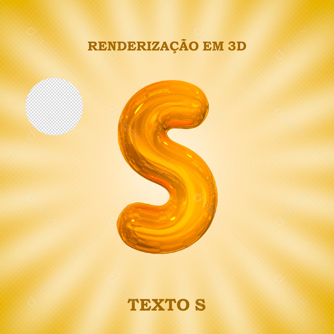 Texto 3D Letra S Dourado Para Composição PSD