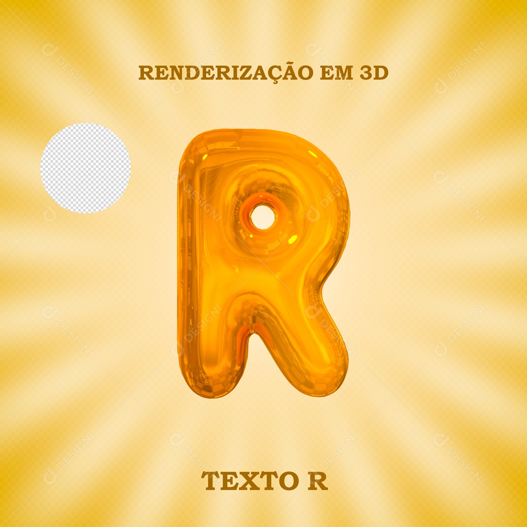 Texto 3D Letra R Dourado Para Composição PSD