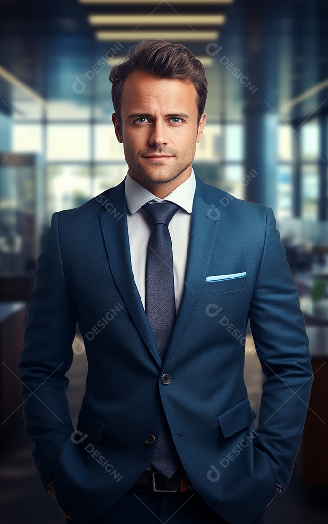 Um lindo empresário de sucesso sob um escritório