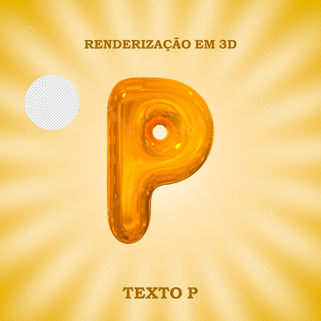 Texto 3D Letra P Dourado Para Composição PSD