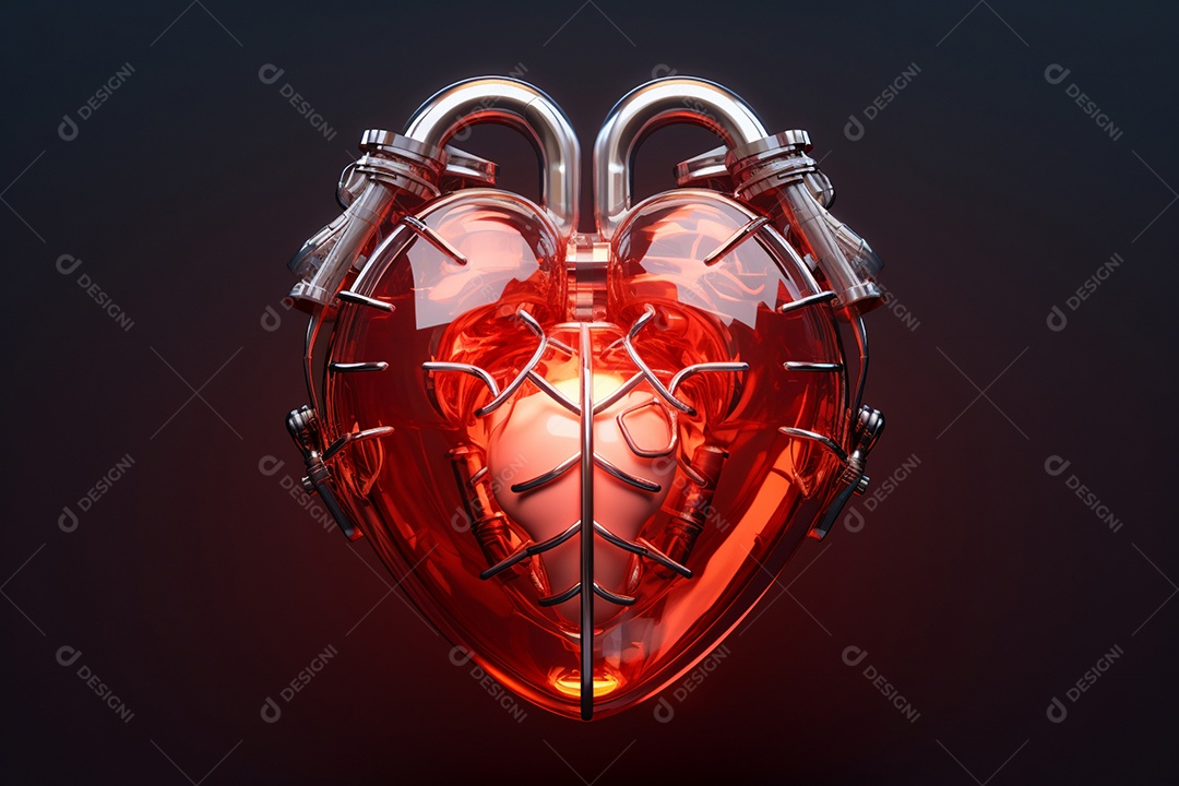 Coração de Vidro artificial isolado adorável
