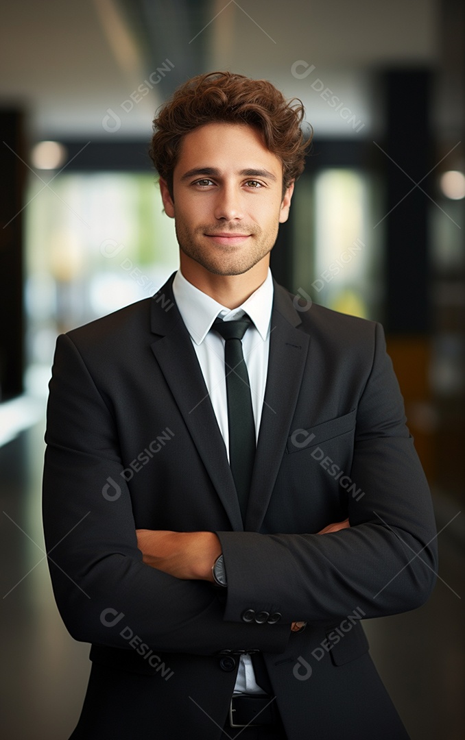 Um lindo empresário de sucesso sob um escritório