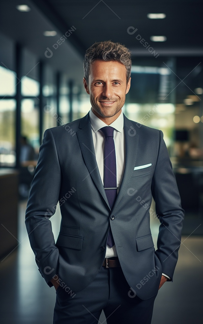 Um lindo empresário de sucesso sob um escritório