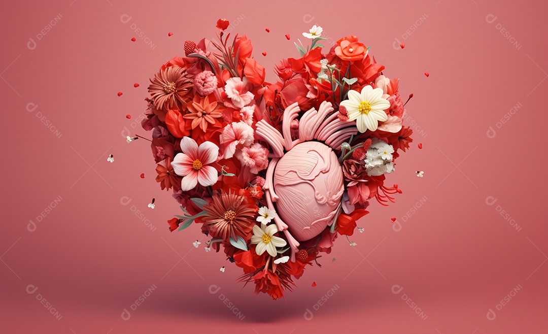 Lindo coração de flores