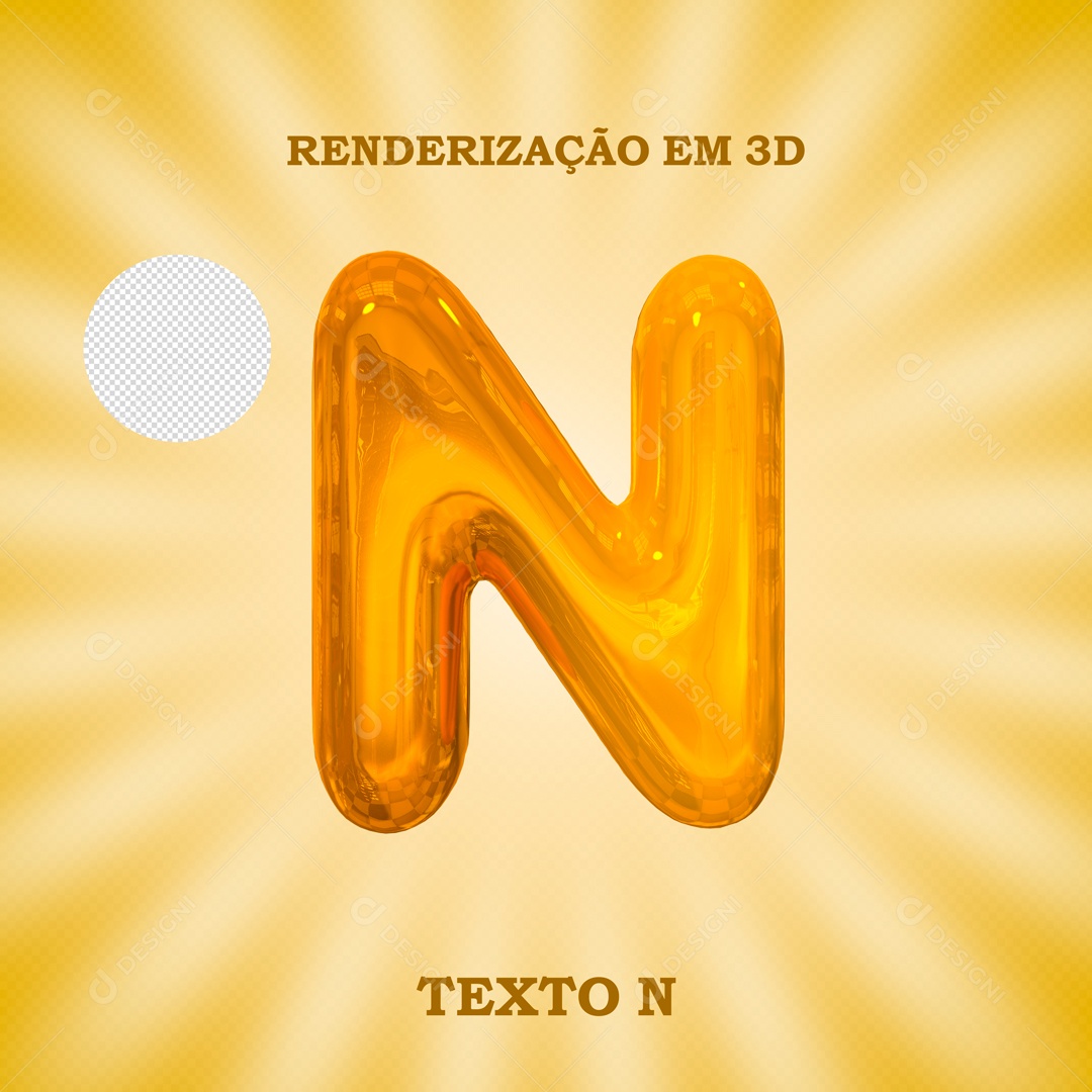 Texto 3D Letra N Dourado Para Composição PSD