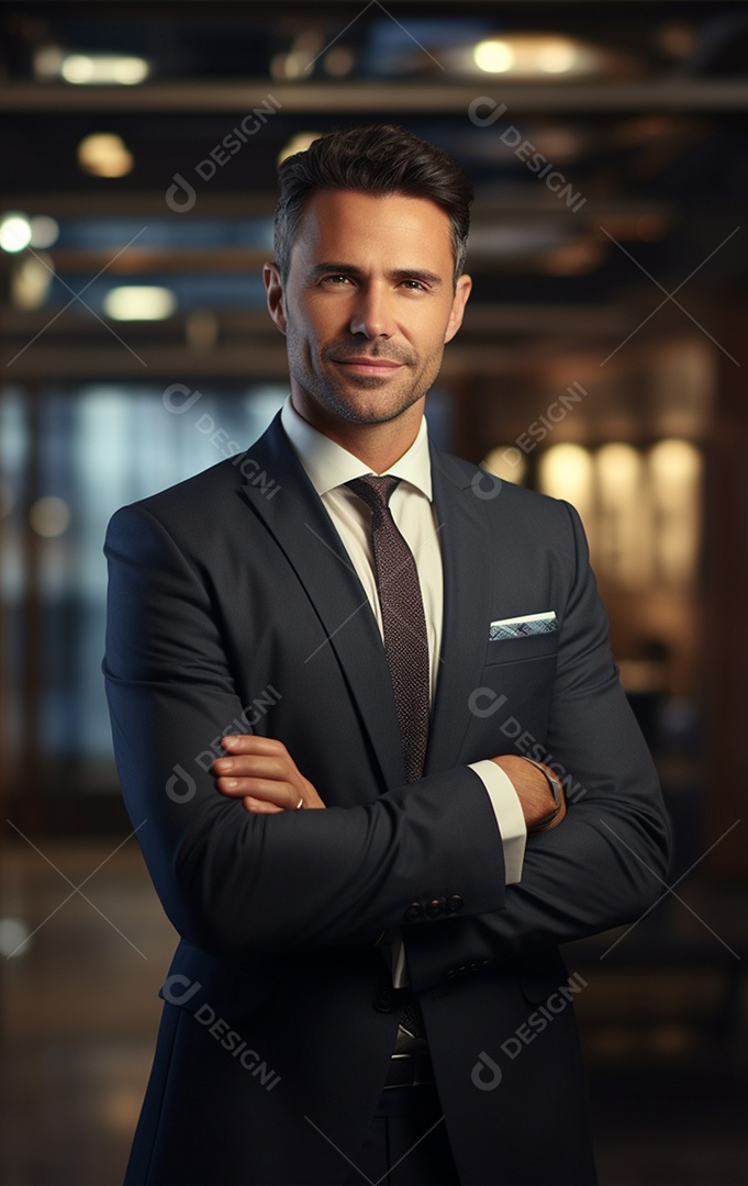 Um lindo empresário de sucesso sob um escritório