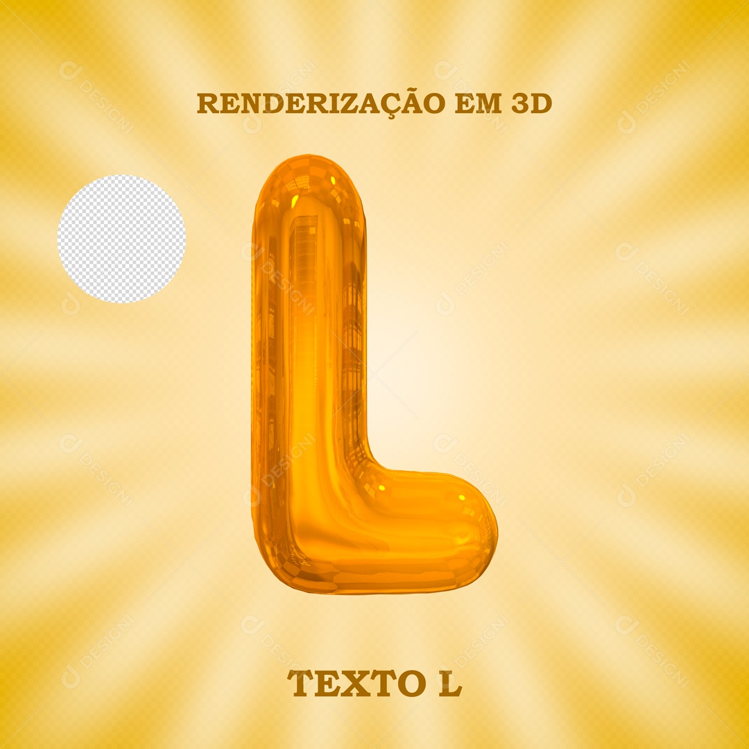 3D Letter L Gold Text For PSD Composition