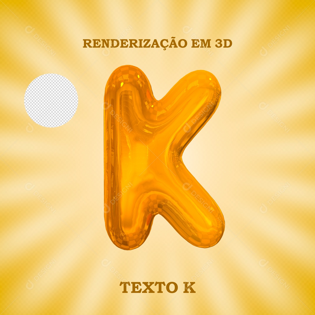 Texto 3D Letra K Dourado Para Composição PSD