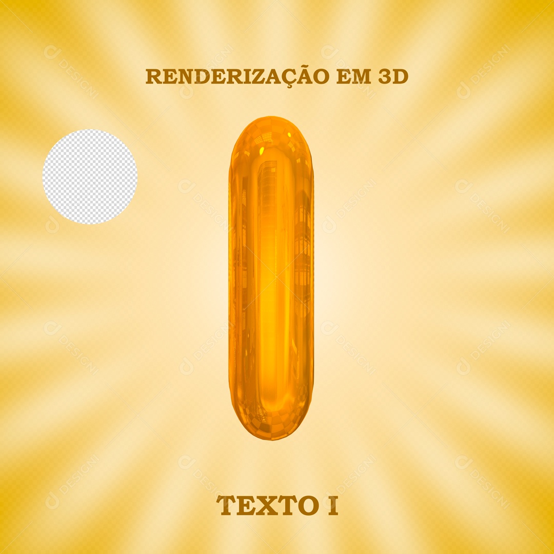 Texto 3D Letra I Dourado Para Composição PSD