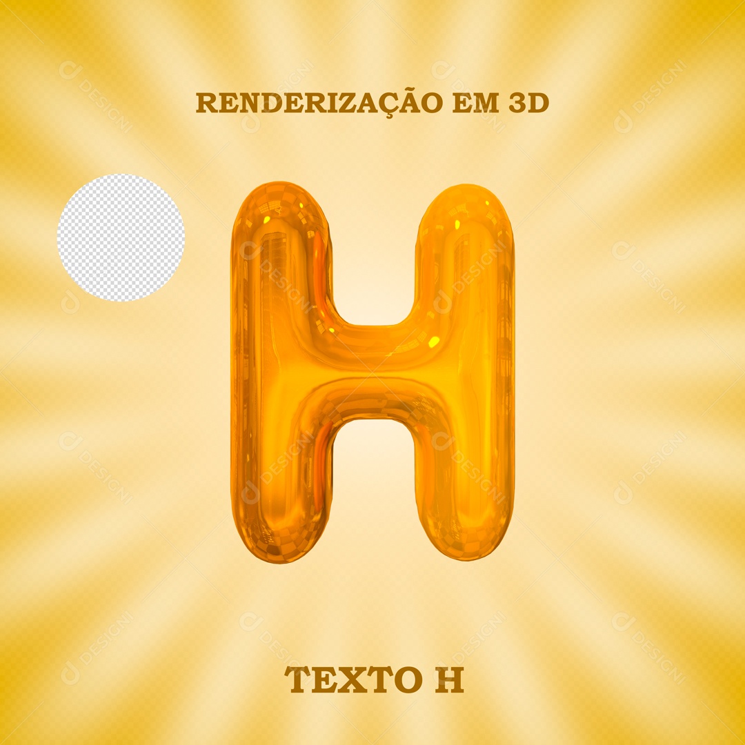 Texto 3D Letra H Dourado Para Composição PSD