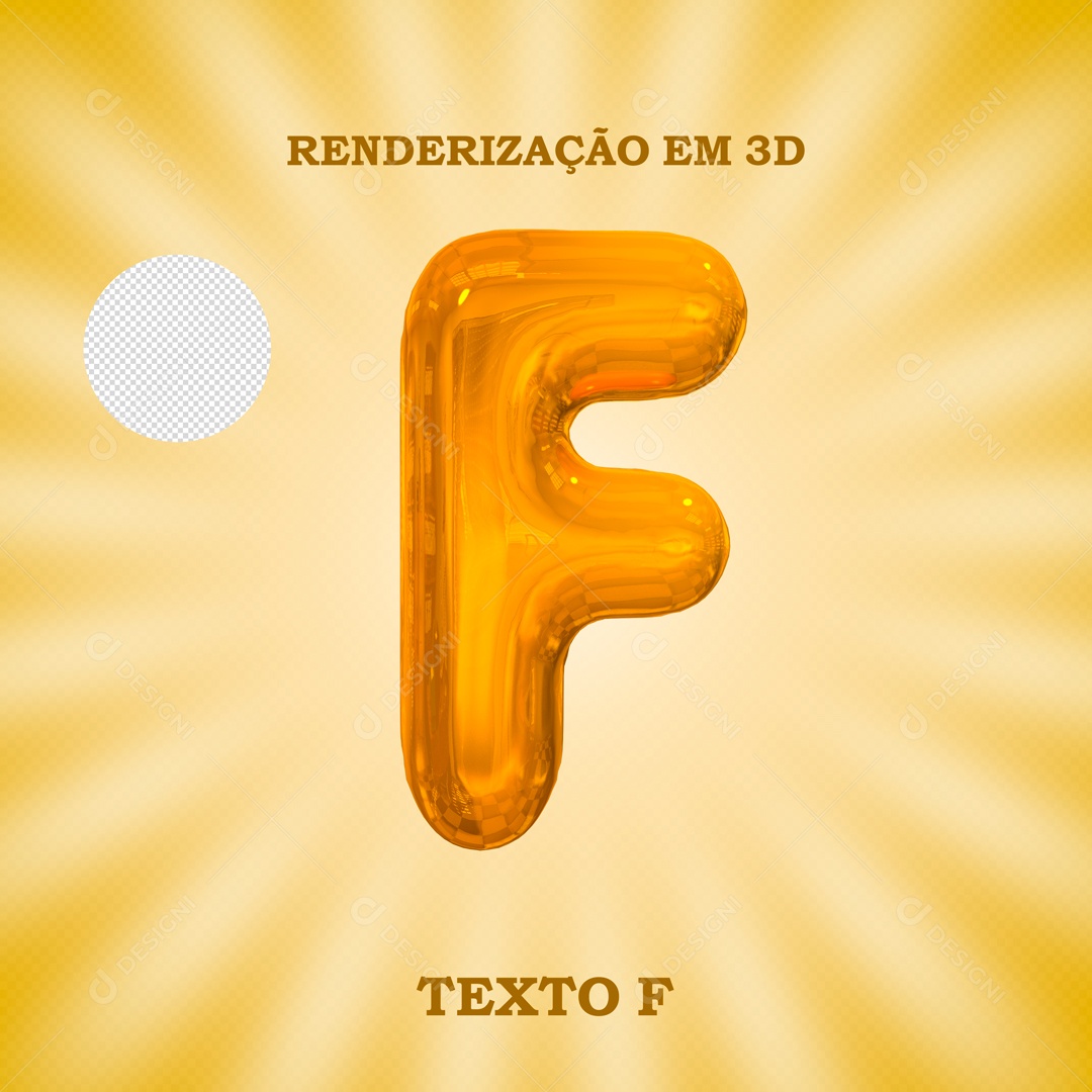 Texto 3D Letra F Dourado Para Composição PSD